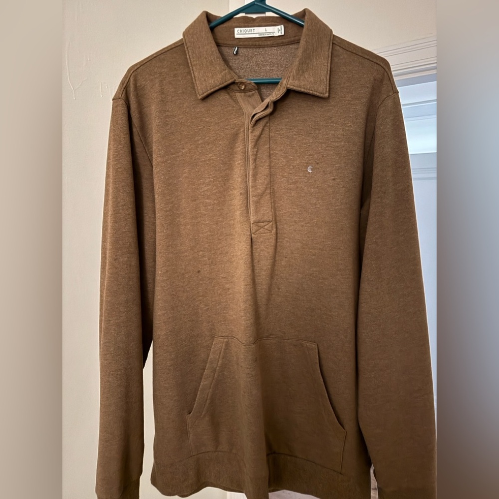 Men's Brown Polo Hoodie Shirt